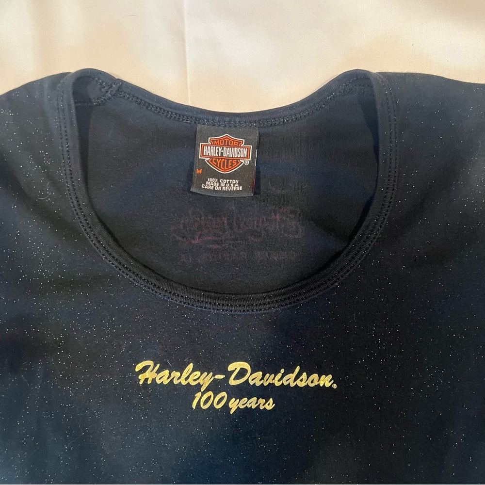 Harley-Davidson Black Sparkle Baby Tee | Size M - Picture 3 of 5
